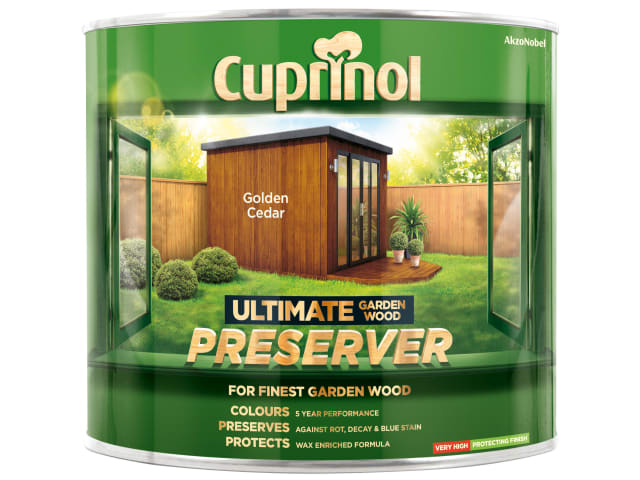 Cuprinol Ultimate Garden Wood Preserver 1L Golden Cedar UV Protect. Weatherproof