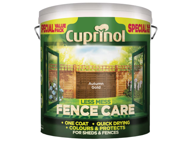 Cuprinol Less Mess Fence Care 6L Autumn Gold Quick-Drying Low Odour