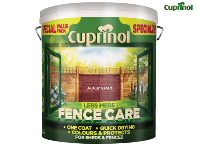 Cuprinol Less Mess Fence Care 6L Autumn Red Quick-Drying Low Odour Protection