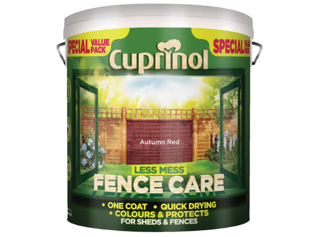 Cuprinol Less Mess Fence Care 6L Autumn Red Quick-Drying Low Odour Protection