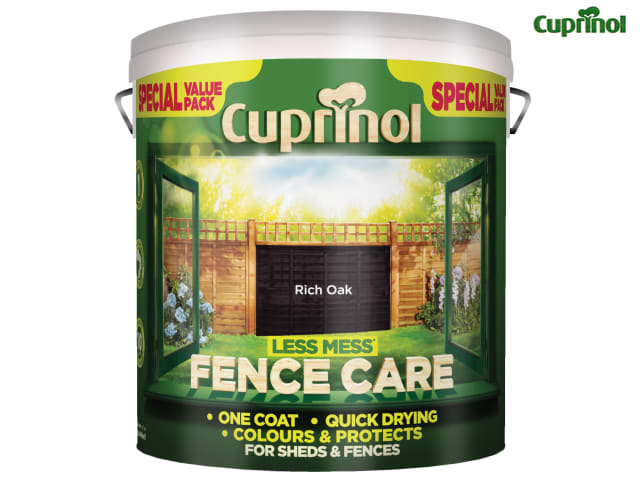 Cuprinol Less Mess Fence Care 6L Rich Oak Quick-Drying Timber Protection