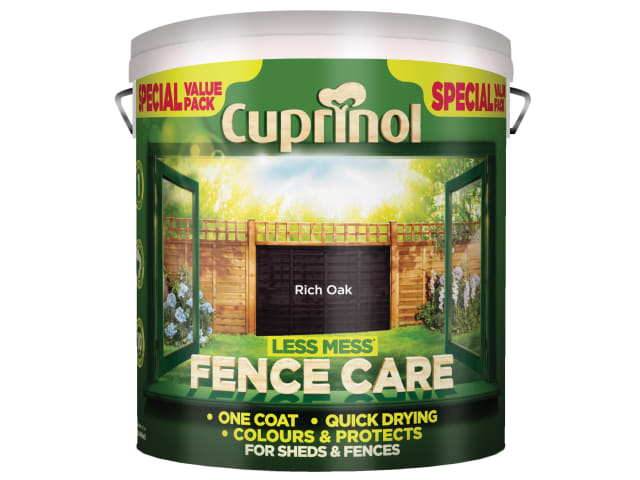 Cuprinol Less Mess Fence Care 6L Rich Oak Quick-Drying Timber Protection