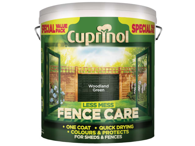Cuprinol Less Mess Fence Care 6L Woodland Green Quick-Drying Low Odour
