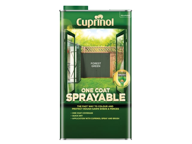 Cuprinol One Coat Sprayable Fence Treatment 5L Forest Green Quick Drying