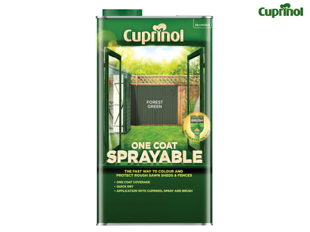 Cuprinol One Coat Sprayable Fence Treatment 5L Forest Green Quick Drying