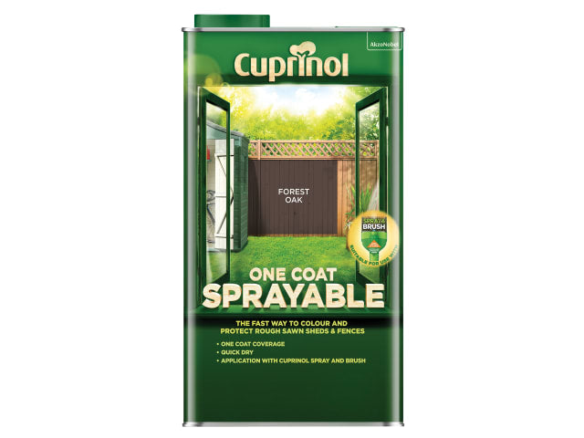 Cuprinol One Coat Sprayable Fence Treatment 5L Forest Oak Quick Drying