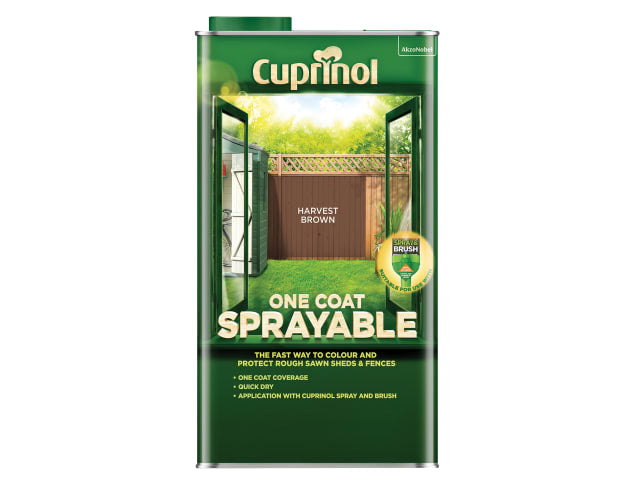 Cuprinol One Coat Sprayable Fence Treatment 5L Harvest Brown Quick Drying