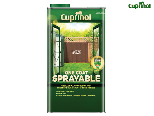 Cuprinol One Coat Sprayable Fence Treatment 5L Harvest Brown Quick Drying