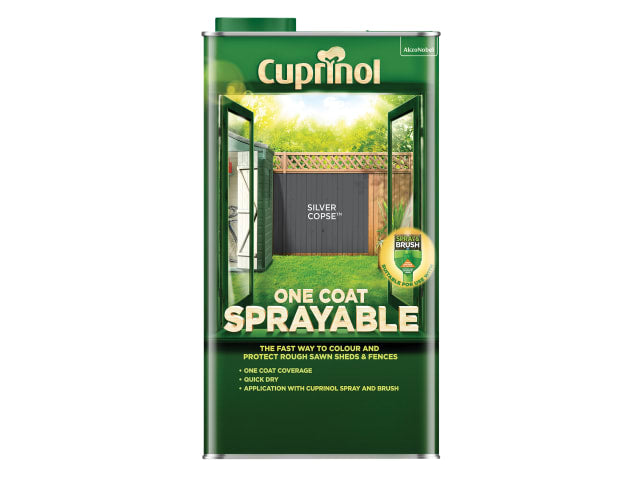 Cuprinol One Coat Sprayable Fence Treatment 5L Silver Copse Quick Drying