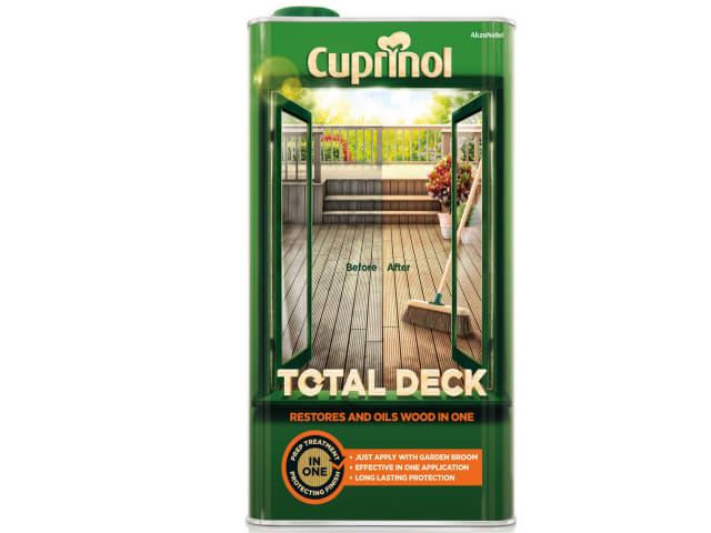 Cuprinol Total Deck Restore & Oil Clear 5L - Protects & Restores Wood