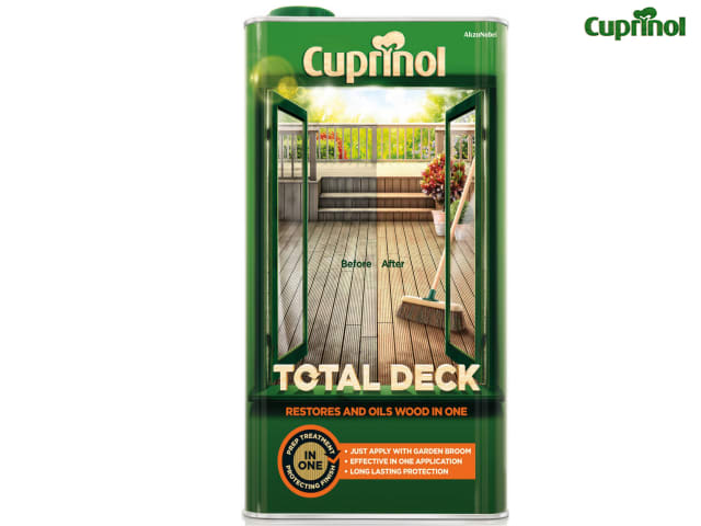 Cuprinol Total Deck Restore & Oil Clear 5L - Protects & Restores Wood