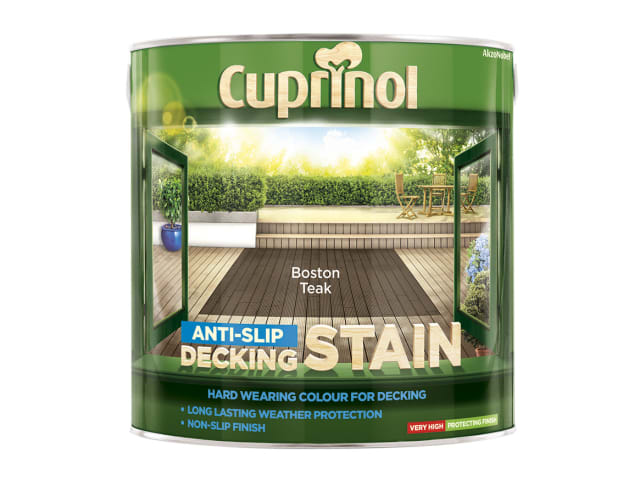 Cuprinol Anti-Slip Decking Stain Boston Teak 2.5L Semi-Transparent Finish