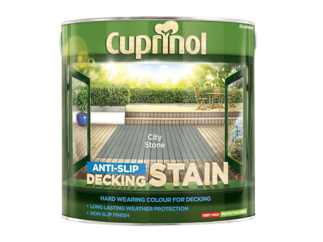Cuprinol Anti-Slip Decking Stain 2.5L City Stone Semi-Transparent Matt Finish
