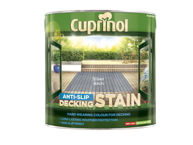 Cuprinol Anti-Slip Decking Stain 2.5L Silver Birch Semi-Transparent Finish