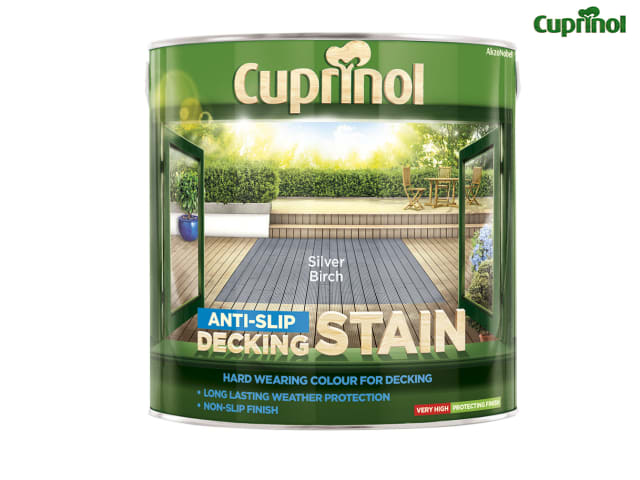 Cuprinol Anti-Slip Decking Stain 2.5L Silver Birch Semi-Transparent Finish