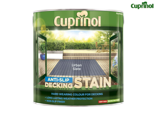 Cuprinol Anti-Slip Decking Stain 2.5L Urban Slate Semi-Transparent Finish