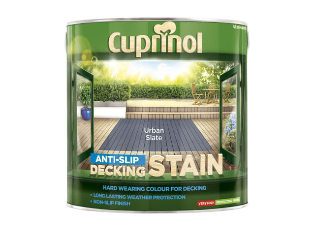 Cuprinol Anti-Slip Decking Stain 2.5L Urban Slate Semi-Transparent Finish