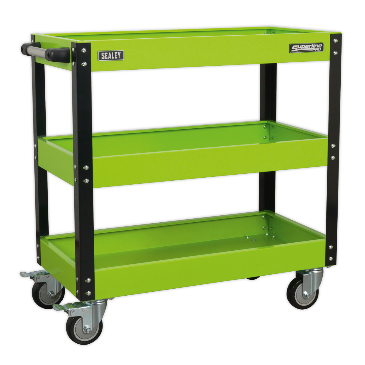Sealey 3-Level Heavy-Duty Workshop Trolley Hi-Vis Green 160kg Capacity