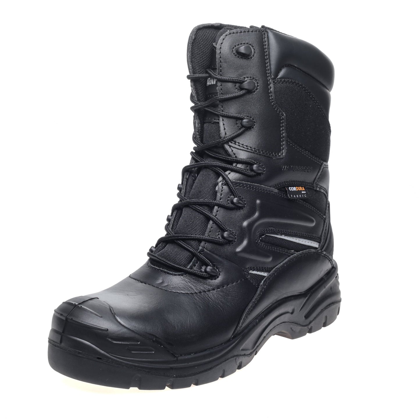 Apache Combat High Leg Safety Boots Black Leather Waterproof Composite Toe