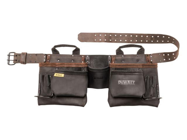 DEWALT Pro Leather Tool Apron with Pockets and Hammer Loops, 140cm Belt