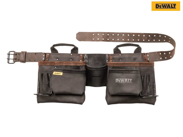 DEWALT Pro Leather Tool Apron with Pockets and Hammer Loops, 140cm Belt