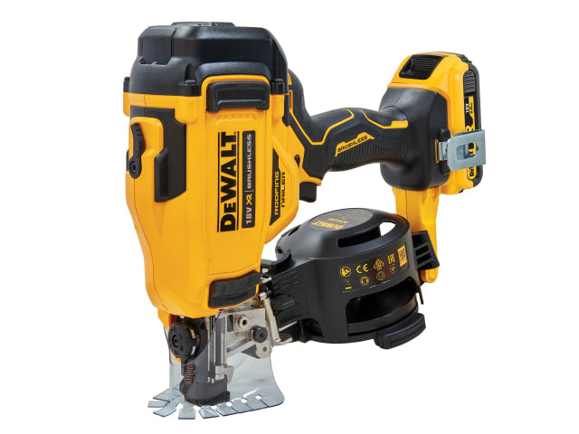DEWALT DCN45RND2 XR Brushless Roofing Coil Nailer 18V with 2 Batteries & Charger