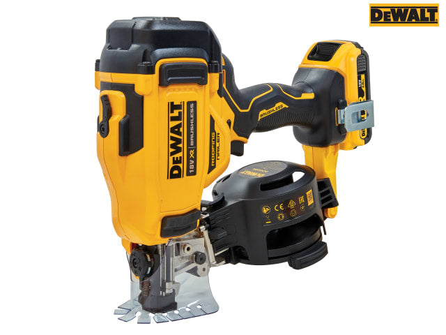 DEWALT DCN45RND2 XR Brushless Roofing Coil Nailer 18V with 2 Batteries & Charger