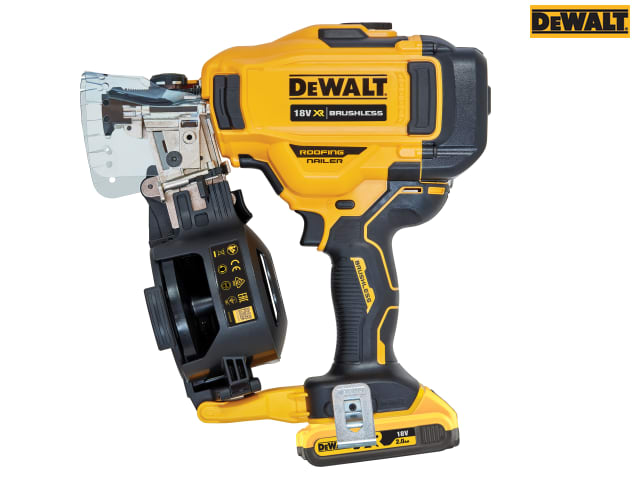 DEWALT DCN45RND2 XR Brushless Roofing Coil Nailer 18V with 2 Batteries & Charger