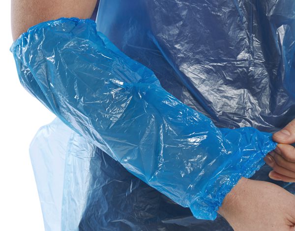 Beeswift 14" Disposable Over-Sleeves Blue Elastic Cuffs Food Industry 2000 Pack