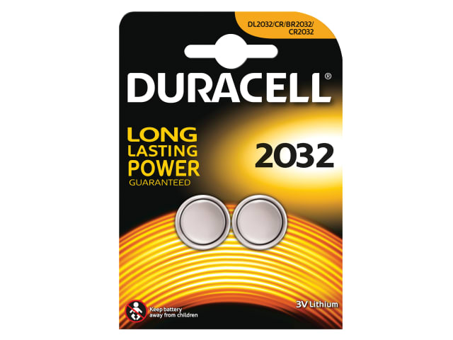 Duracell CR2032 Coin Lithium Battery Pack of 2 Long Lasting Power 10 Year Life