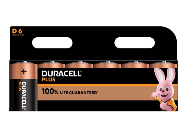 Duracell D Cell Plus Power Batteries Pack of 6 Extra Life for High-Drain Use