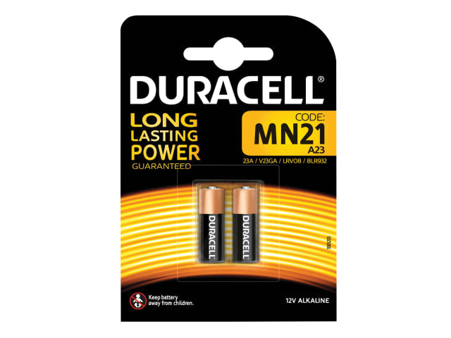 Duracell MN21 A23 LRV08 Batteries Pack of 2 Long Lasting Power Duralock