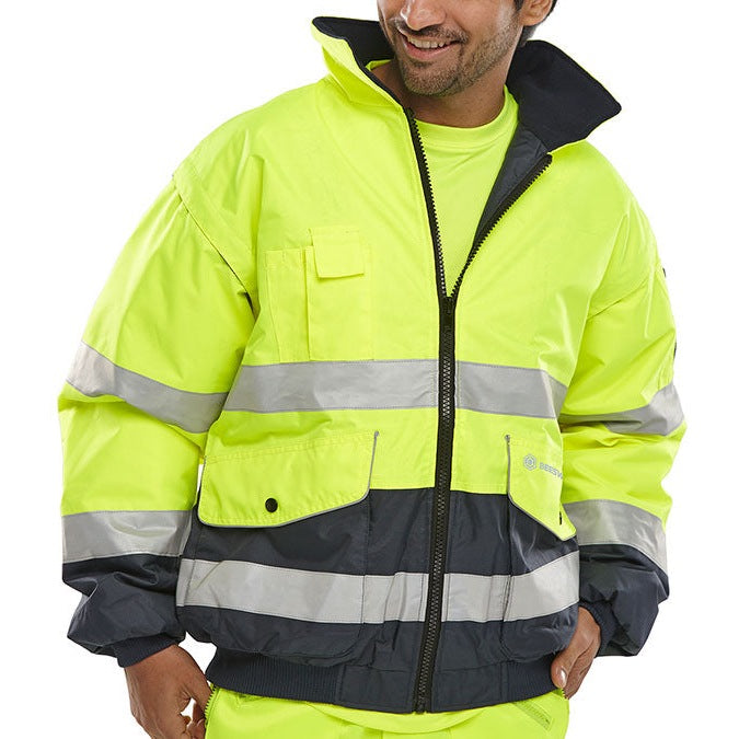 Europa Bomber Jacket Saturn Yellow Navy Removable Sleeves Fleece Liner