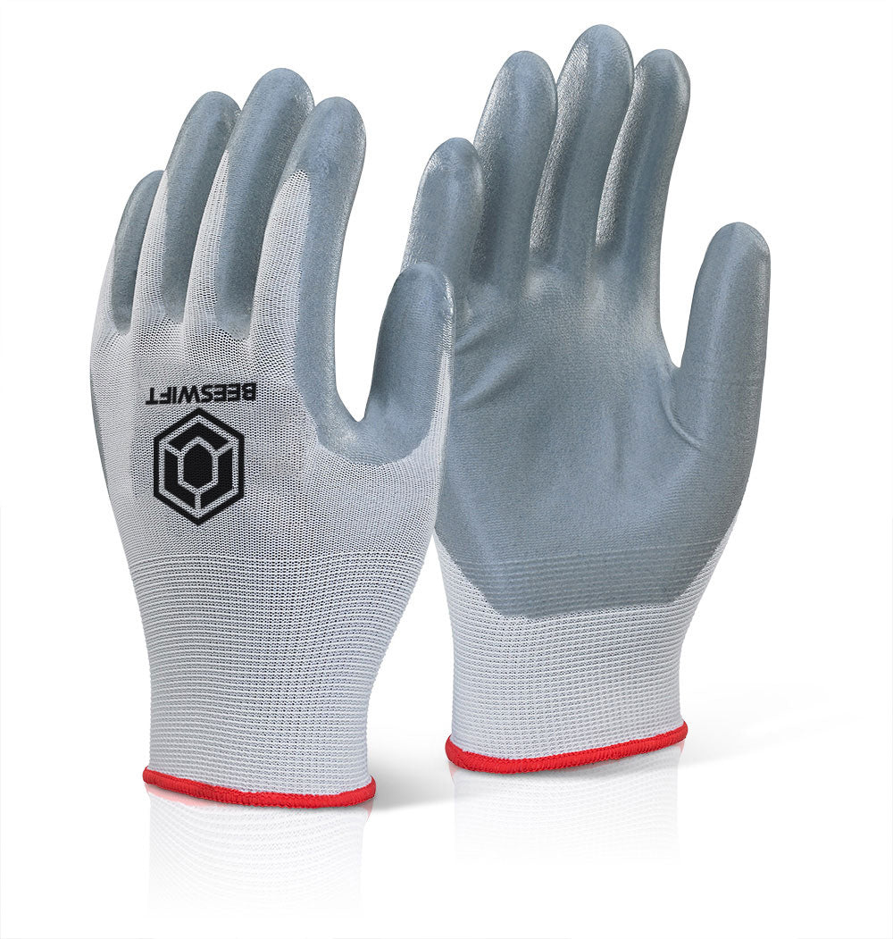 Beeswift Nitrile Foam Gloves Lightweight Dexterity EN388 Abrasion Cut Resistant
