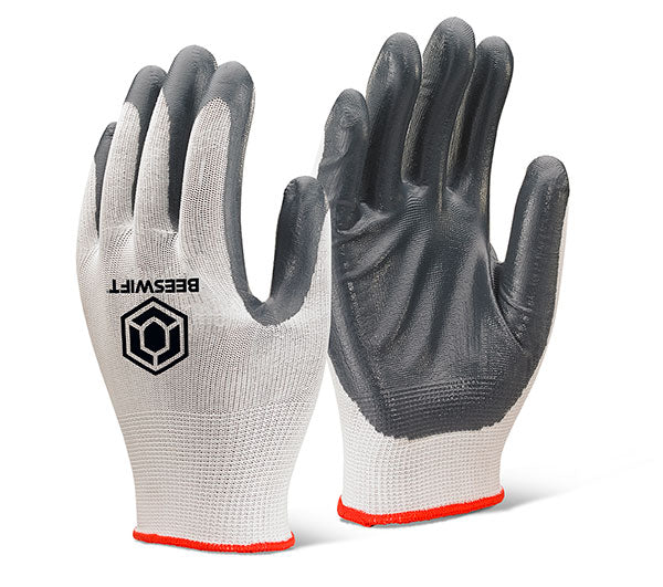 Beeswift Nitrile Coated Gloves Polyester Ventilated Lightweight General Use