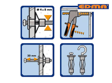 Edma Ultra Fix Metal Anchor Expansion Tool 200mm Durable Easy Release 5 Notch