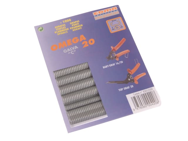Edma Galvanised Steel Omega 20 Hog Rings Pack of 1000 for Fencing Pliers