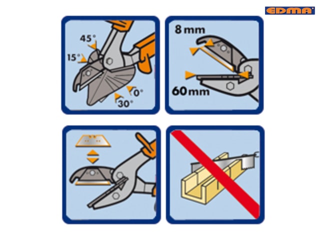 Edma MultiCoup Mitre Shears for Plastic Rubber Mouldings 0Â° to 45Â° Cuts