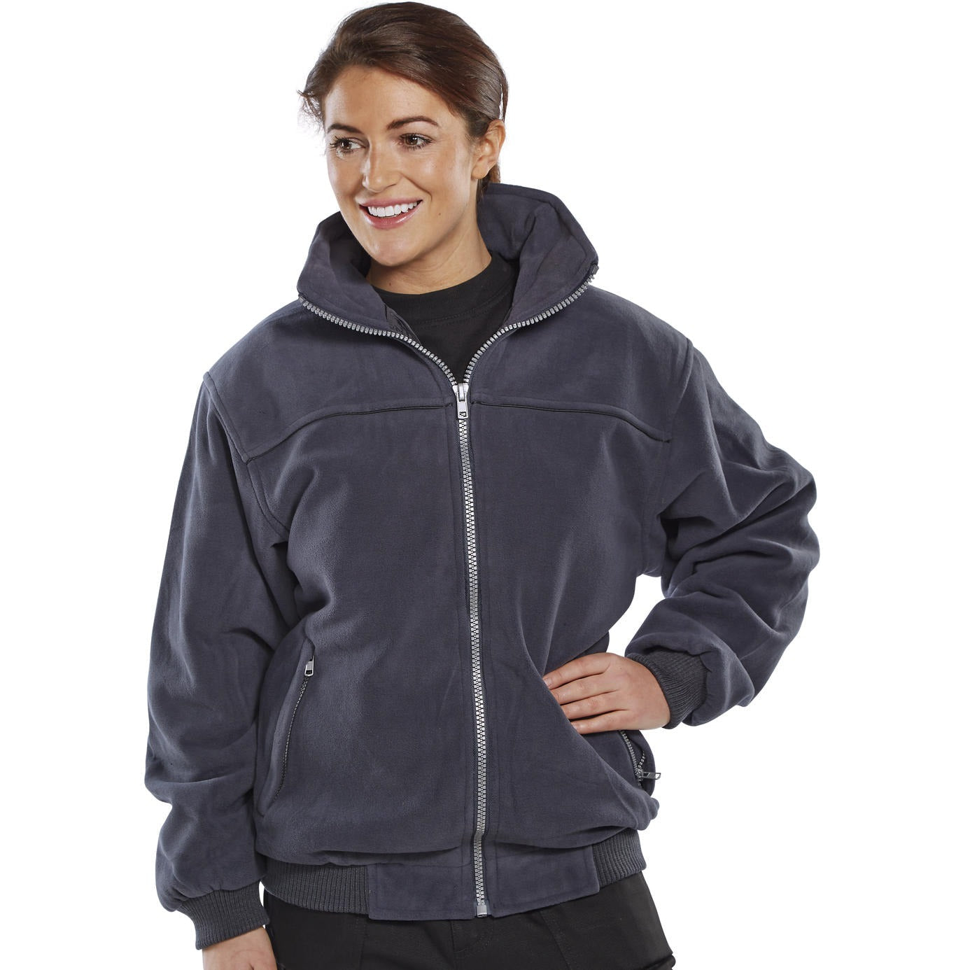 Beeswift Endeavour Fleece Jacket 360gsm Full Zip Hooded Ribbed Cuffs Pockets