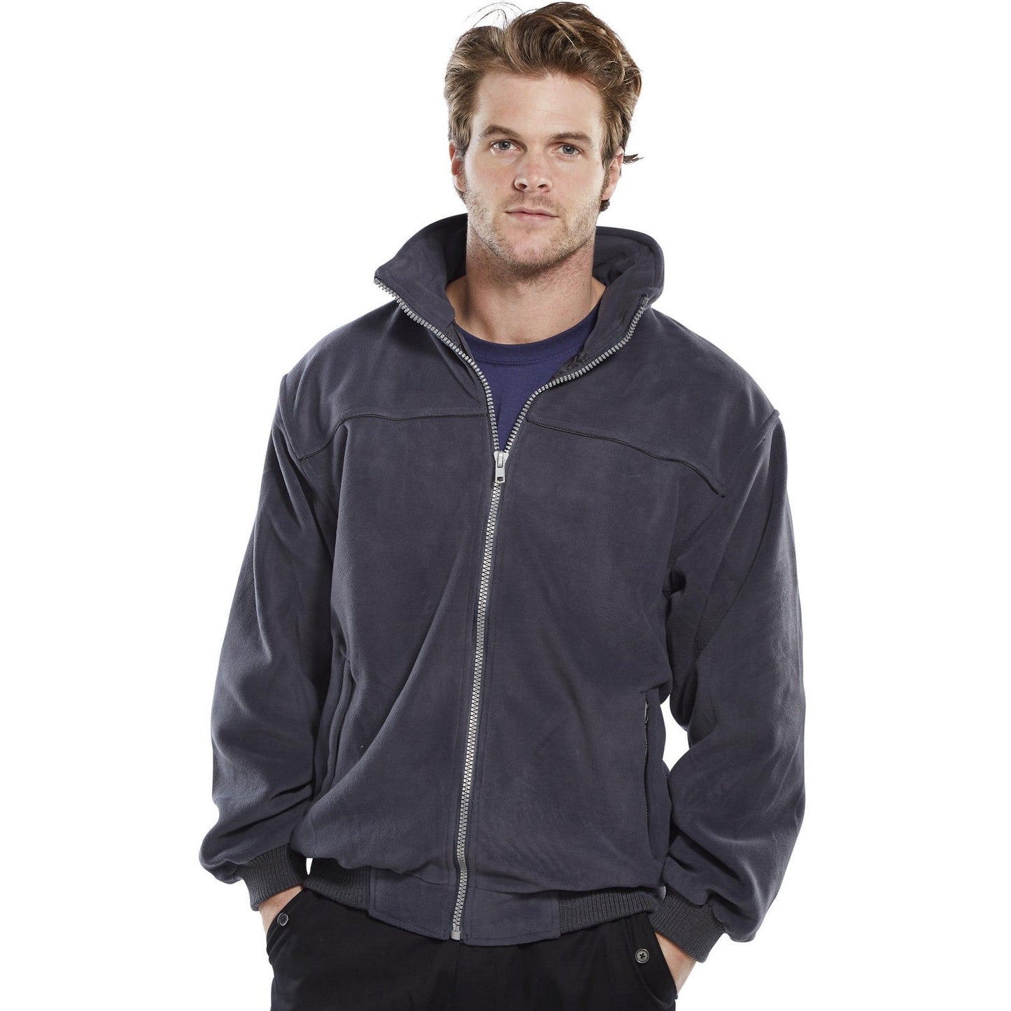 Beeswift Endeavour Fleece Jacket 360gsm Full Zip Hooded Ribbed Cuffs Pockets