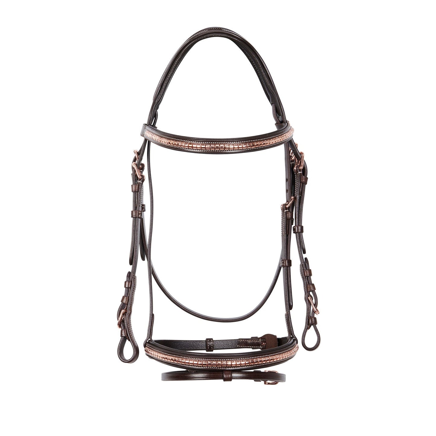 Equestro Horse English Clincher Leather Bridle Colour Rose Gold High Quality