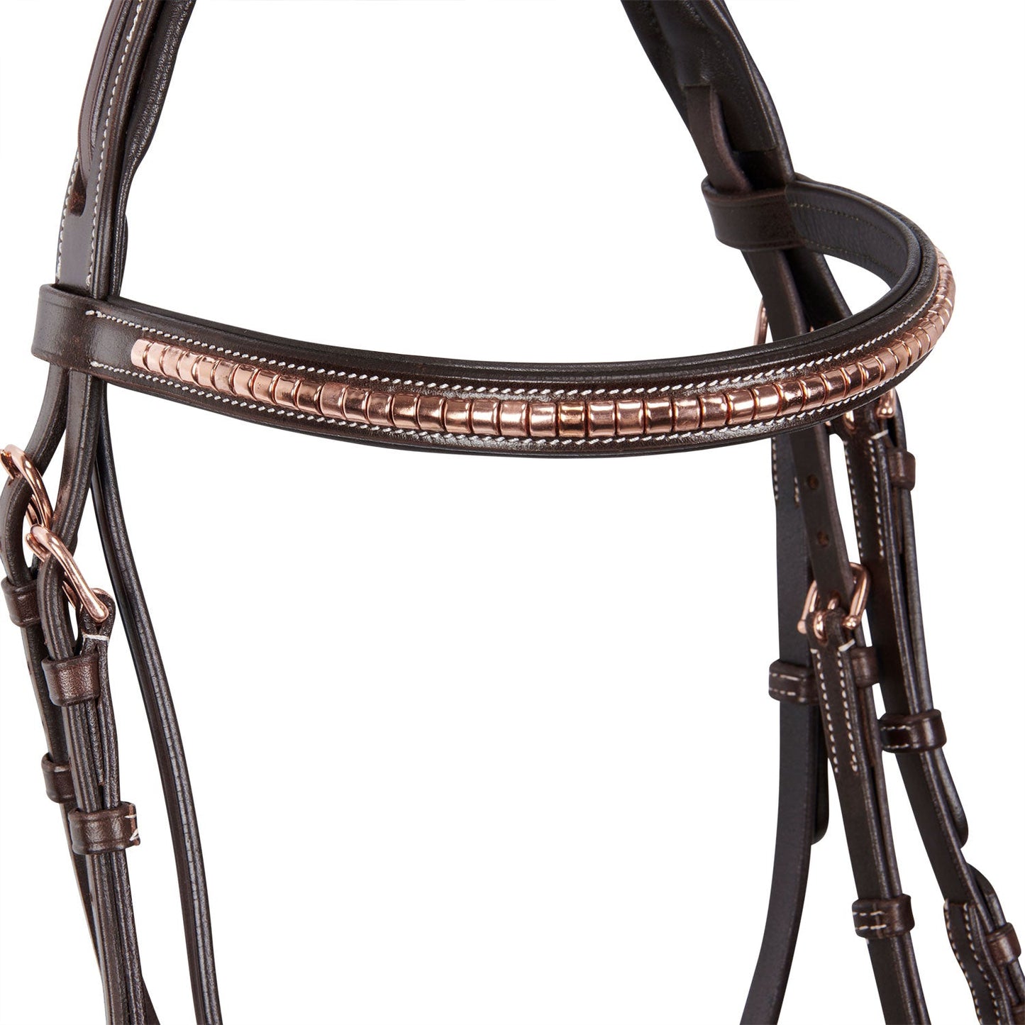Equestro Horse English Clincher Leather Bridle Colour Rose Gold High Quality
