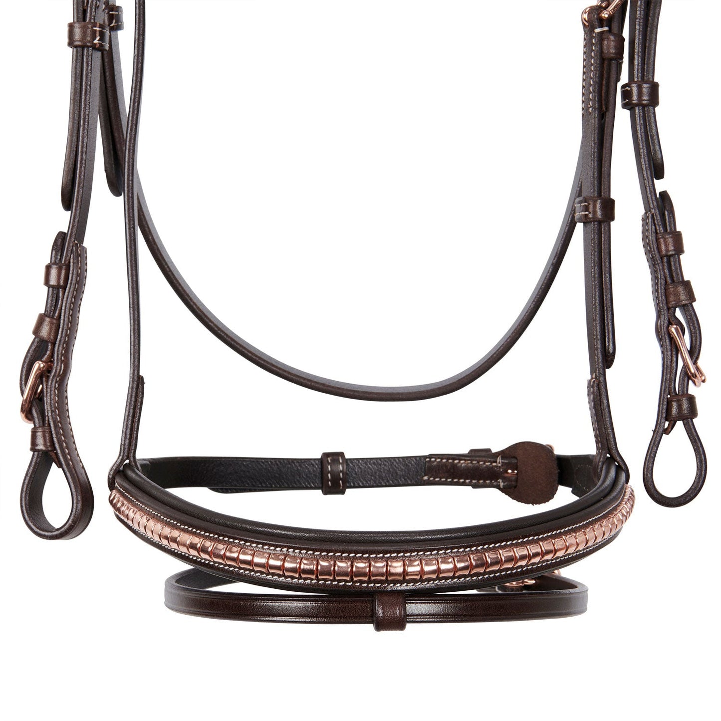 Equestro Horse English Clincher Leather Bridle Colour Rose Gold High Quality