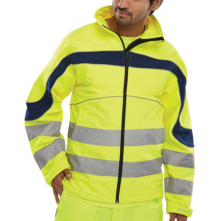 Beeswift Eton Hi-Vis Soft Shell Jacket Windproof Fleece Adjustable Cuffs