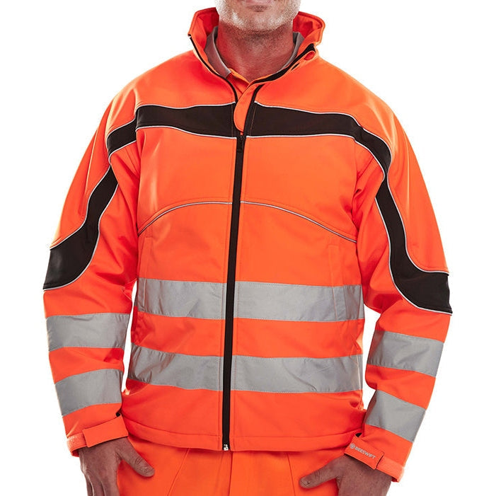 Beeswift Eton Hi-Vis Soft Shell Jacket Windproof Fleece Adjustable Cuffs