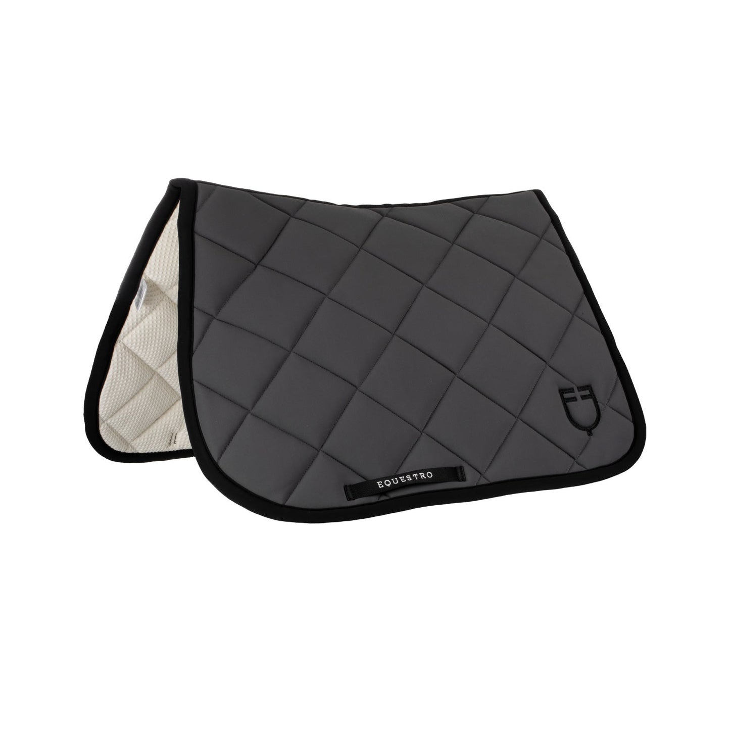 Equestro Horse Jumping Saddle Pad With Embroidered Logo Black Line Edition