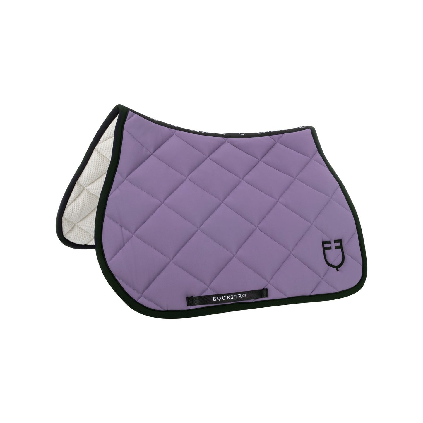 Equestro Horse Jumping Saddle Pad With Embroidered Logo Black Line Edition