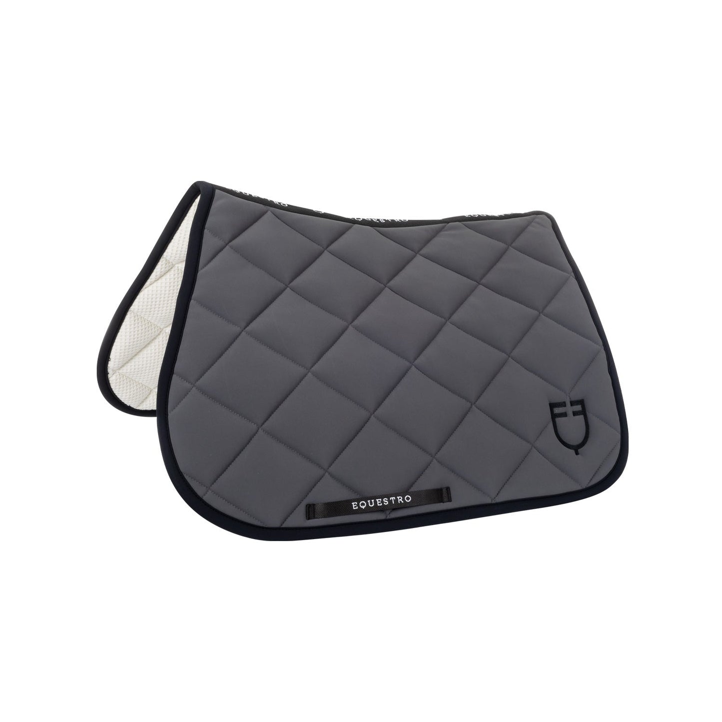 Equestro Horse Jumping Saddle Pad With Embroidered Logo Black Line Edition