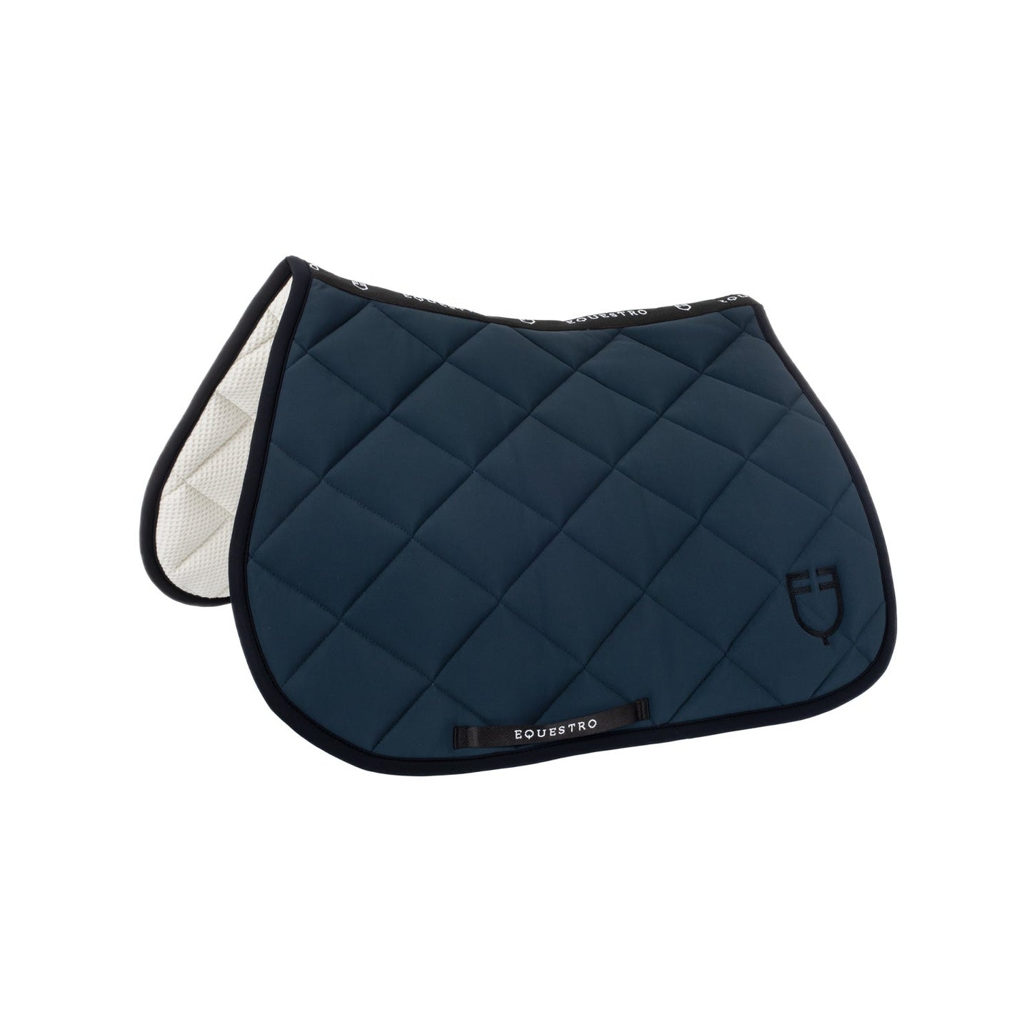 Equestro Horse Jumping Saddle Pad With Embroidered Logo Black Line Edition