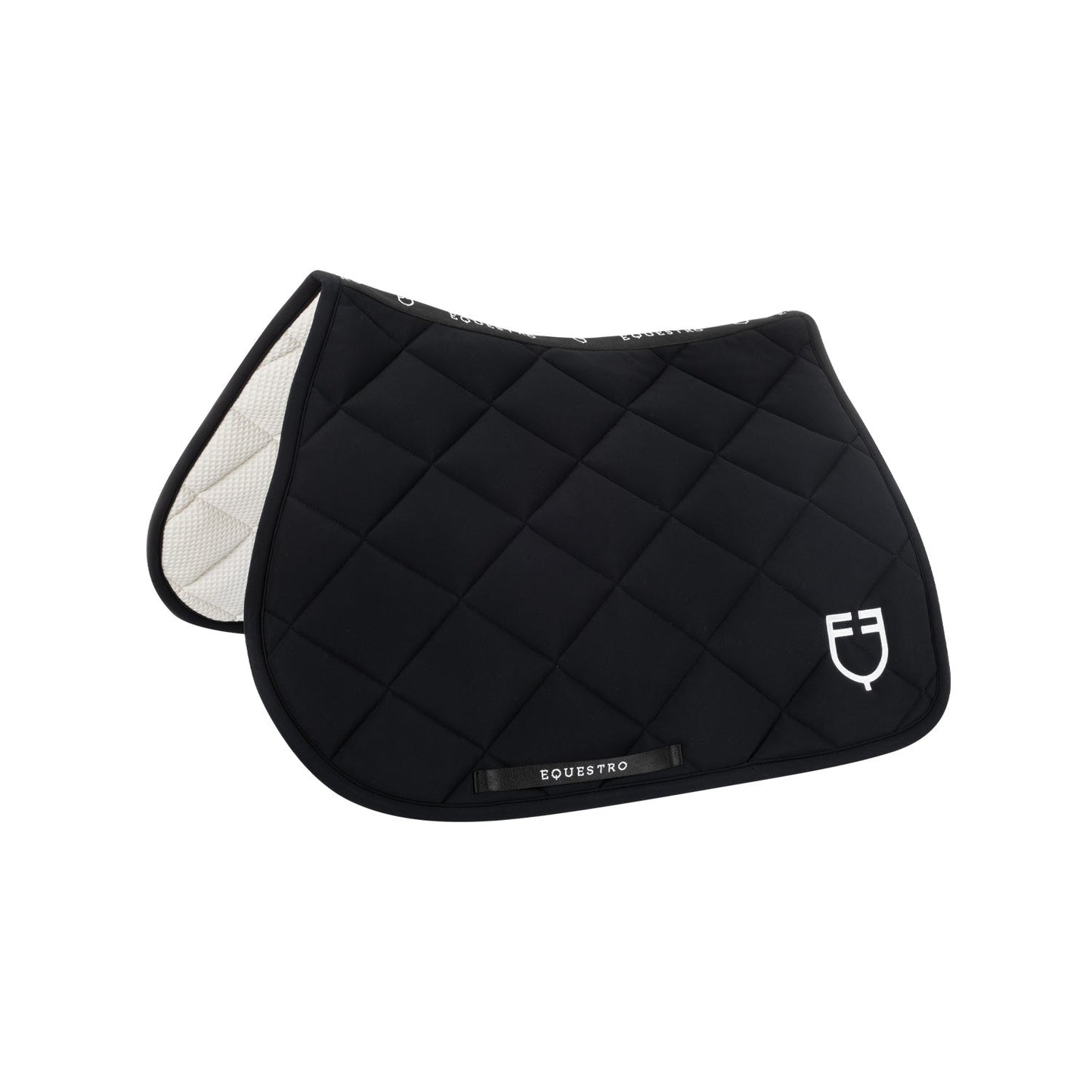 Equestro Horse Jumping Saddle Pad With Embroidered Logo Black Line Edition